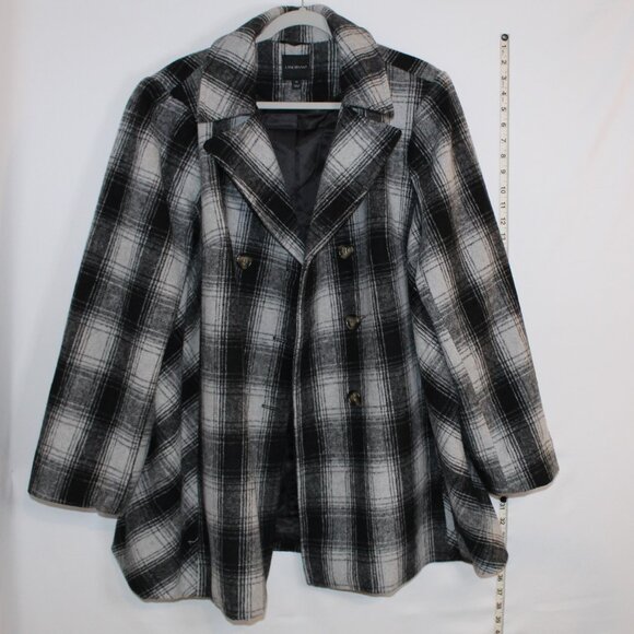 Lane Bryant Double-Breasted Faux-Wool black and gray lined coat 20 - worn once - Picture 1 of 8